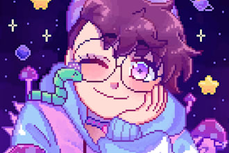 draw a pixel art portrait of your character