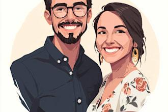 draw disney cartoon couple portrait