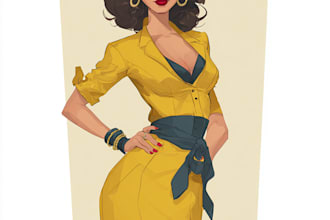 draw a realistic vector sexy pin up girl in my style