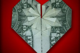 send you TWO dollar bill origami hearts
