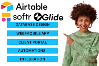 design glide app, airtable softr, client portal, automation, interface, stripe