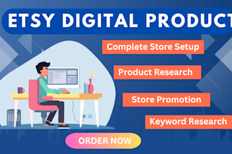etsy store setup and digital product listing with etsy seo