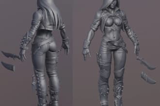 3d game character model,3d stylized warrior, rpg fantasy, for 3d printing figure