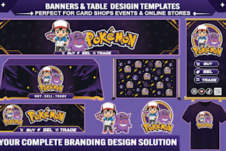 custom pokemon tcg logo, streamer banners, trainer cards and trading designs
