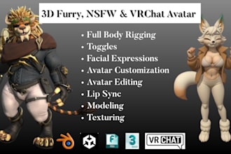 custom 3d furry avatar vrchat avatar model nsfw furry vrchat avatar
