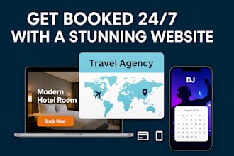 build online booking website, hotel booking travel agency website, dj website