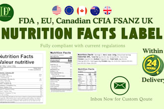 design uk, USA fda eu efsa canadian cfia fsanz nutrition facts label