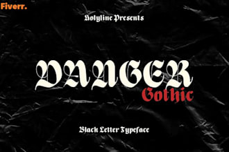 make gothic typographic, old english logo for your brand fast delivery