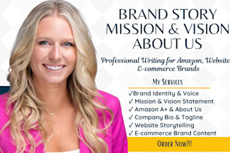 craft your brand story, mission, vision, and about us for amazon and web