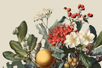 illustrate botanical and animal linocut illustration