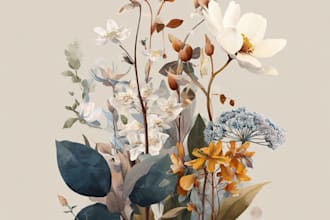 draw a custom botanical or floral watercolor illustration