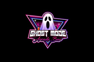 design high quality ghost mode arcade bar logo
