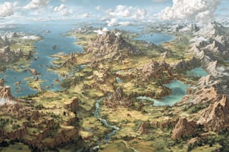 create a fantasy map with parchment style