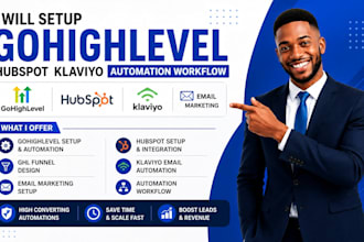 setup gohighlevel hubspot klaviyo automation workflow ghl funnel email marketing