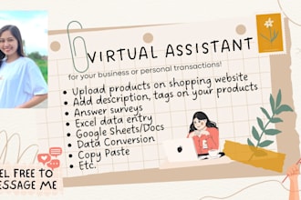 be your executive virtual assistant for data entry, admin tasks, etc