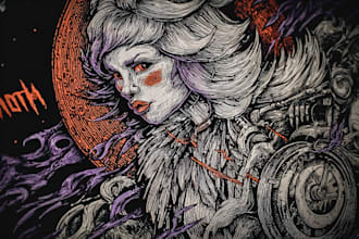 do an brutal, dark, horror, metal art illustration