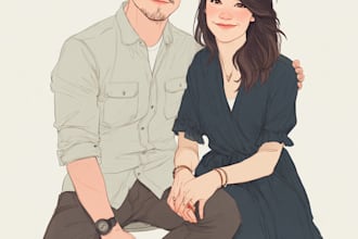 draw your photo couple, family or group to vector portrait