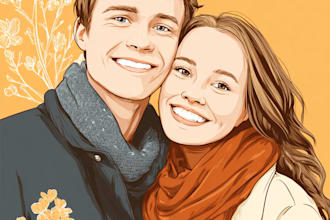 draw family, couple, friends photo into cartoon portrait