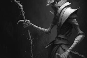 illustrate sketches of fantasy, scifi and horror characters