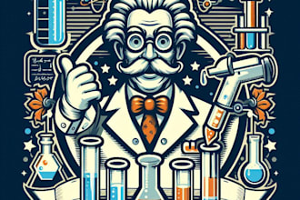 design high quality vintage science lab mascot logo  with t shirt design