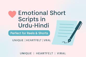 write emotional urdu and english video scripts for youtube and instagram reels