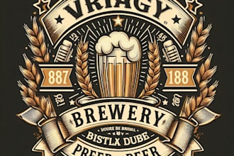 design high quality vintage brewery pub beer logo  with t shirt design