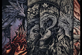 create dark art, horror or skull artworks illustration