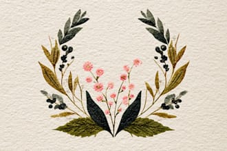 create hand drawn botanical boho floral feminine logo my style