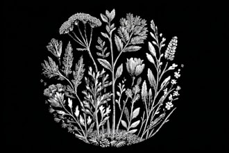 illustrate botanical and animal linocut illustration
