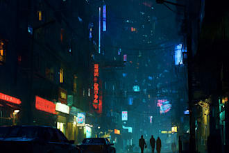 make a futuristic cyberpunk city or background art  concept art
