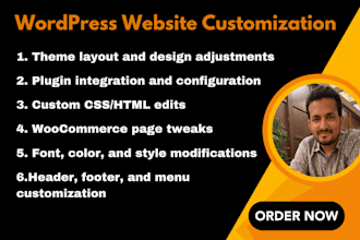 customize wordpress, redesign wordpress, edit website, and do custom wordpress