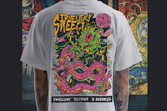 create streetwear design and illustration for tshirt merch