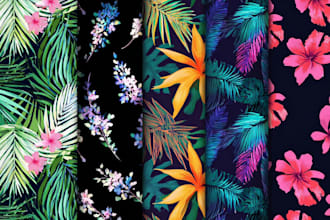 create seamless patterns of floral and tropical designs