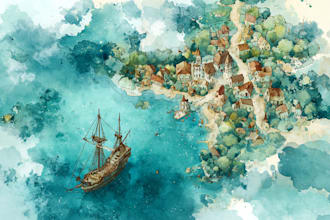 create dreamy map in watercolor style