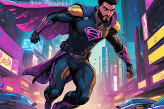 draw dynamic superhero characters with bold poses and detail