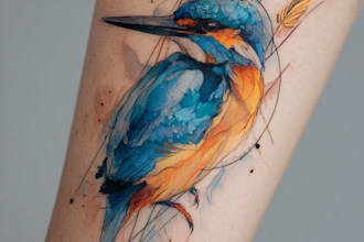 create a watercolor tattoo design