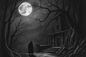 draw dark art illustration with engraving style