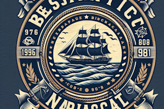 design high quality vintage nautical logo with t shirt design