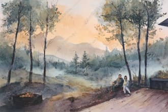 paint original watercolor landscape painting
