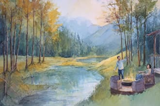 paint original watercolor landscape painting