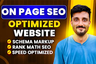 optimize website speed by full on page SEO, schema markup and rank math setup