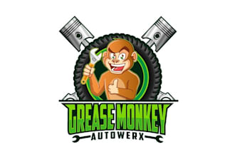 design vibrant mascot grease monkey logo