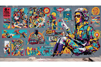 create graffiti pop art canvas designs and murals