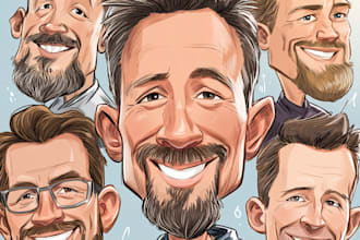 draw sports cartoon with big head or caricature style