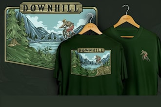 make vintage t shirt design, badge and logo in modern style