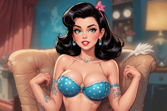 create an illustration of a pin up girl for you