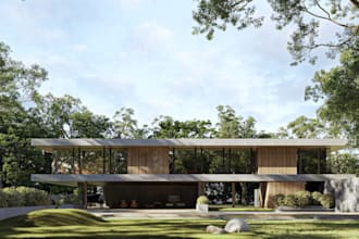 renew 3d tropical house,landscape graden,outdoor villa,facade rendering mansion