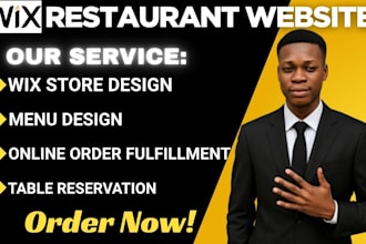 design wordpress wix restaurant with online food ordering system pickup service