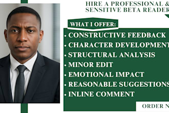 do a professional and sensitive beta reading