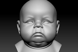 sculpt realistic 3d head model face scan 3d bust stl in zbrush for 3d printing